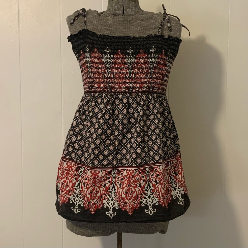 Motherhood Maternity Halter Strappy Top Red & Black Size Medium Summer Tank